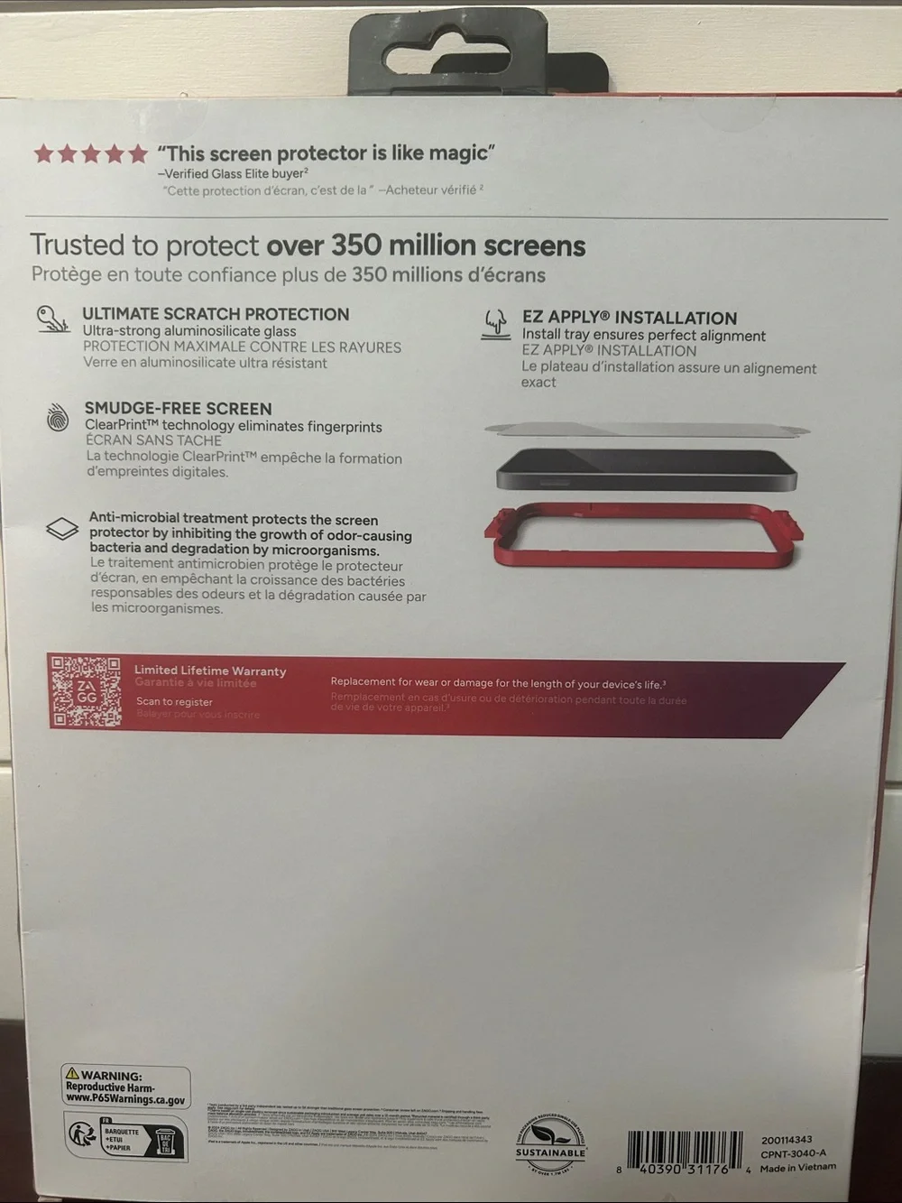 ZAGG Glass Elite Screen Protector for New iPad Pro 2024 (Small) - Red Packaging